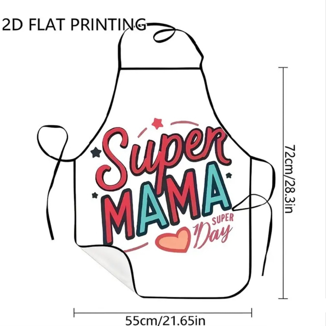 Λευκή Ποδιά Κουζίνας με Σχέδιο “Super Mama” - Image 3
