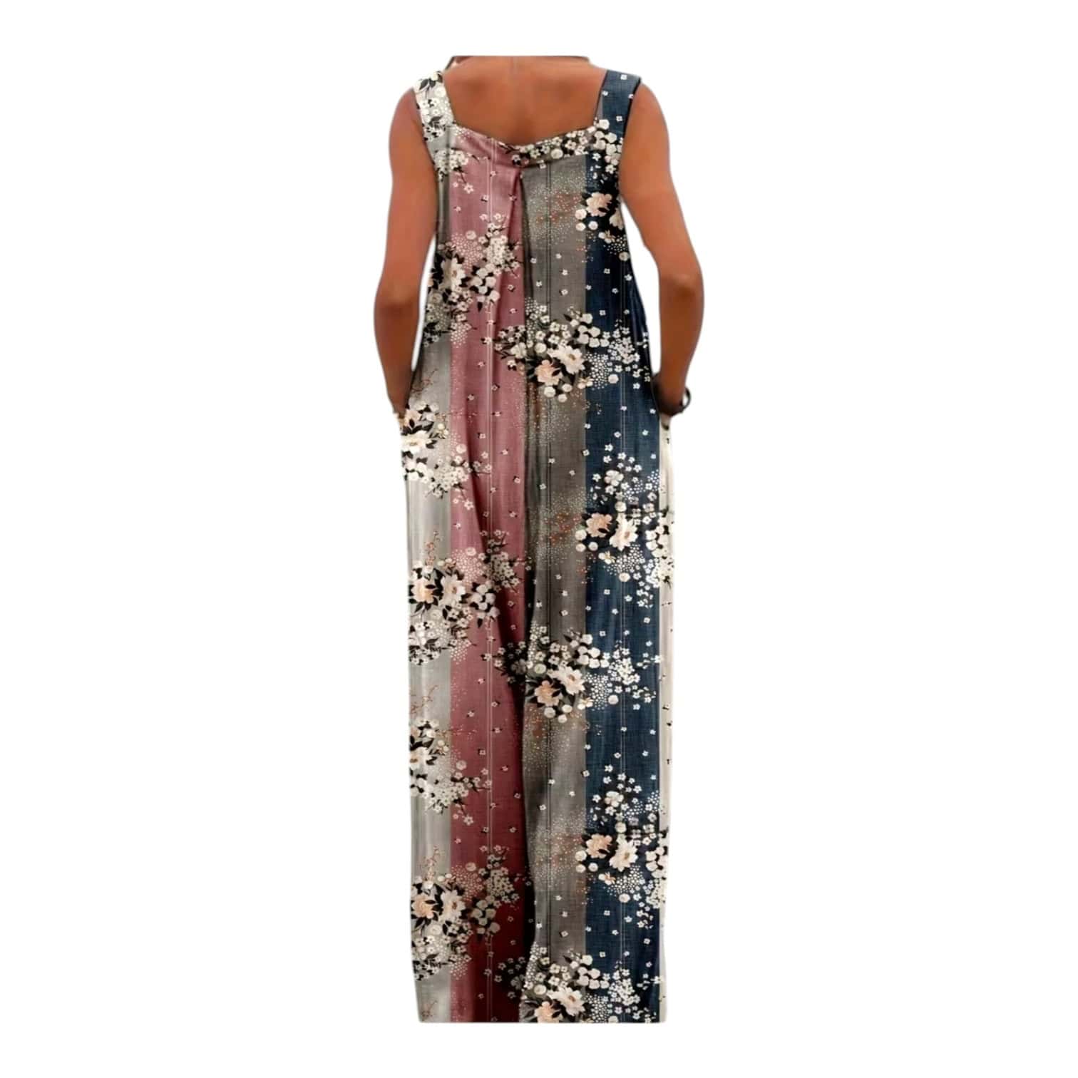 Floral Ολόσωμη Φόρμα Σαλοπέτα με Φαρδιά Γραμμή & Κουμπιά - Image 2