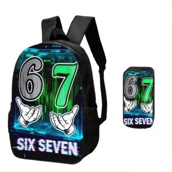 Σετ Σχολική Τσάντα Πλάτης & Κασετίνα - Six Seven (Cyber Neon)