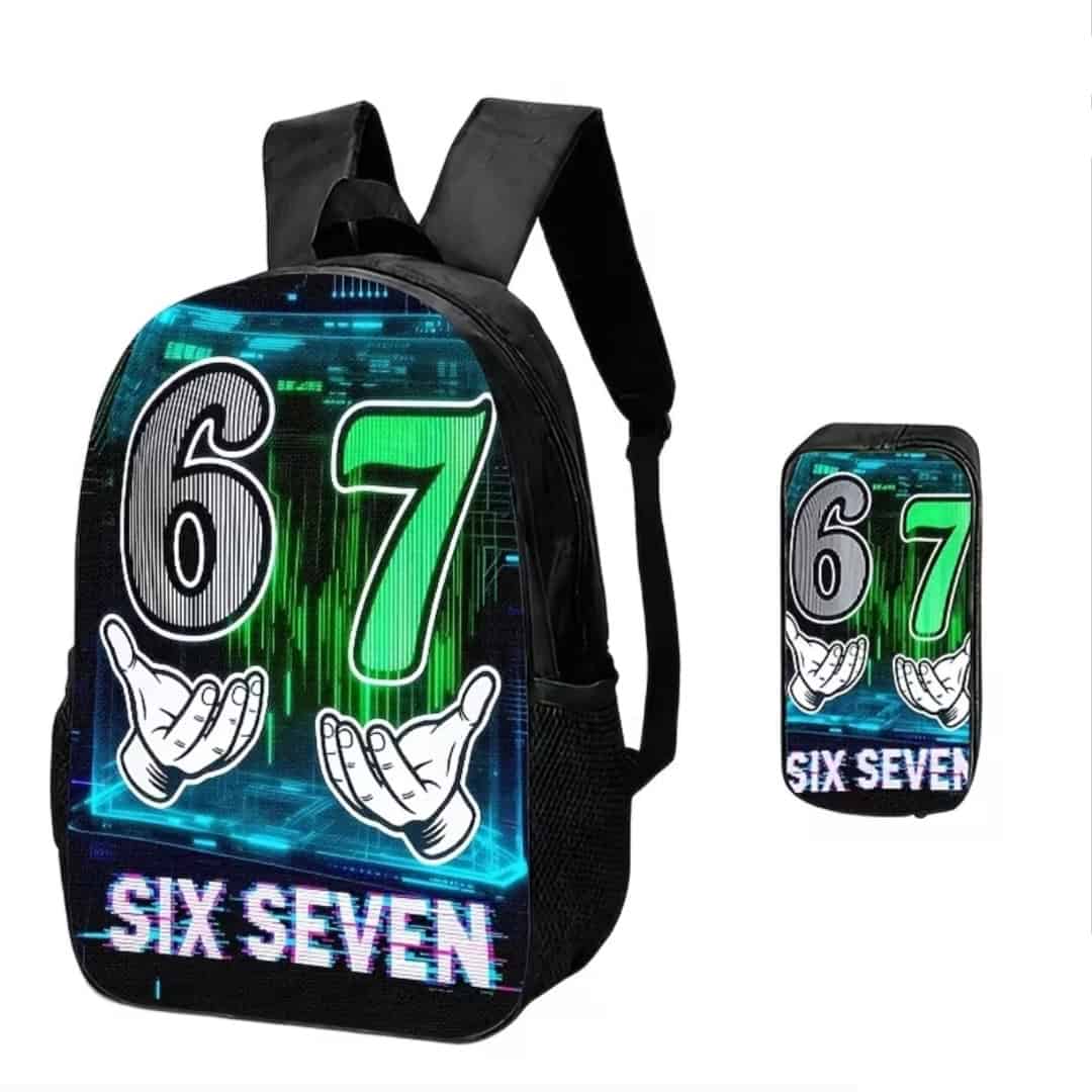 Σετ Σχολική Τσάντα Πλάτης & Κασετίνα - Six Seven (Cyber Neon)