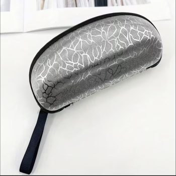 Σκληρή Θήκη Γυαλιών με Φερμουάρ, Λουράκι & Abstract Pattern (Ασημί)