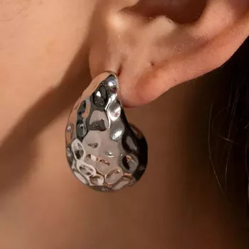 Ασημί Σκουλαρίκια Σταγόνες Ανάγλυφα