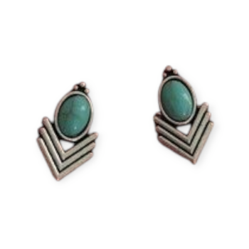 Σκουλαρίκια με Μοτίβο και Τιρκουάζ Πέτρες