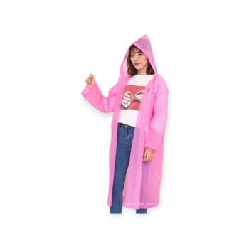 Ροζ Επαναχρησιμοποιήσιμο Διαφανές Μακρύ Αδιάβροχο