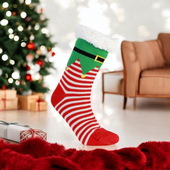 Χριστουγεννιάτικη Κάλτσα με Γούνα & Αντιολισθητικό Πάτο