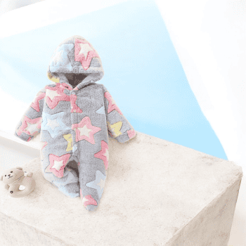 Βρεφική Ολόσωμη Φόρμα Fleece σε Σχέδιο Αστεράκια (6-9 μηνών)