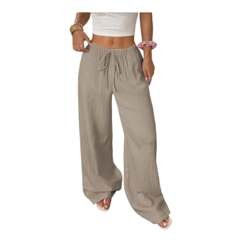 Γυναικεία Παντελόνα Λινή σε Μπεζ Χρώμα