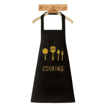 Αδιάβροχη Μαύρη Ποδιά Μαγειρικής με Στάμπα "Cooking"