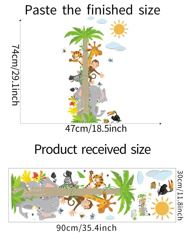 Αυτοκόλλητο Τοίχου Cartoon Animal Print 30x90 - 1 τμχ