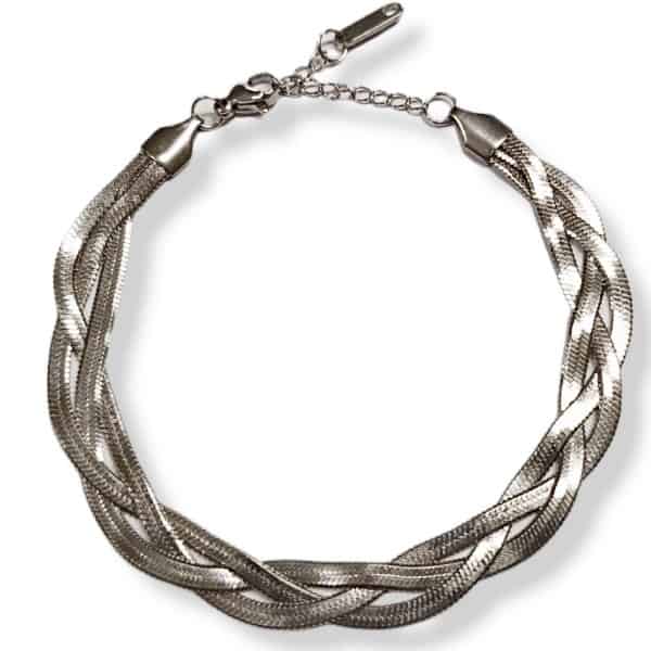 Ασημένιο Βραχιόλι Ατσάλινο Πλεξούδα
