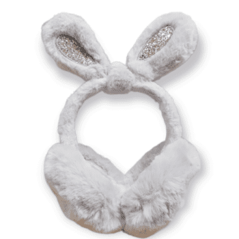 Γκρι Γούνινα Earmuffs με Αυτάκια Glitter