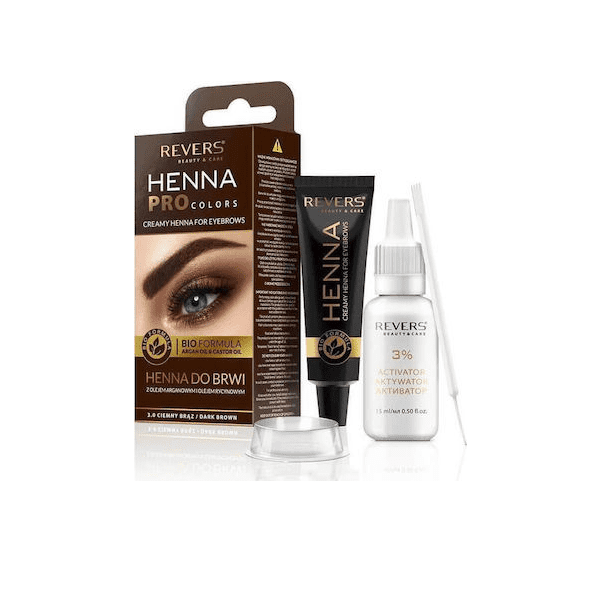Revers Cosmetics Henna Pro Colors Σετ Περιποίησης Φρυδιών Dark Brown