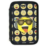 Κασετίνα Διπλή Μαύρη με Emojis Γεμάτη
