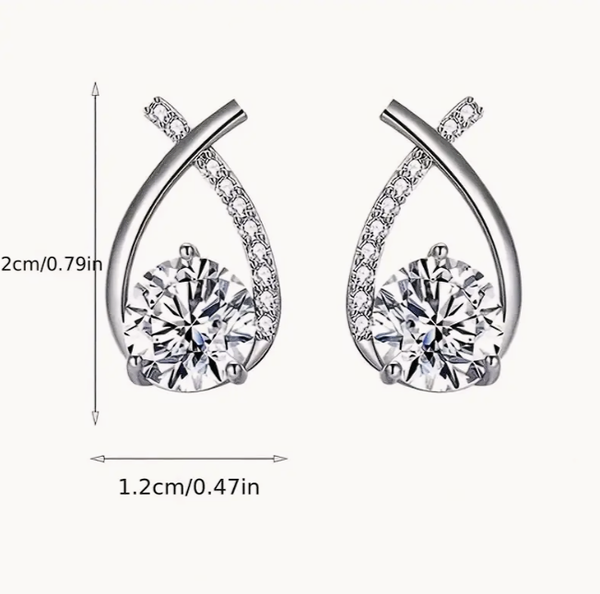 Κομψά Σκουλαρίκια Χιαστί Σταγόνα με Στρας