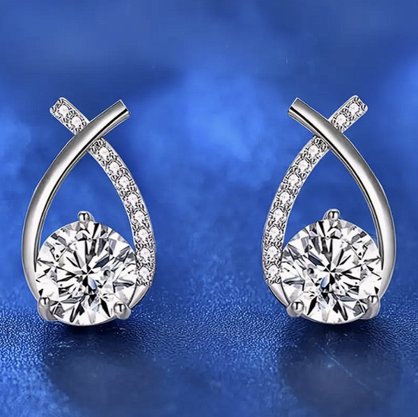 Κομψά Σκουλαρίκια Χιαστί Σταγόνα με Στρας