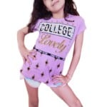 lila-t-shirt-staba-college-lovely Λιλά T-Shirt με Στάμπα "College Lovely"