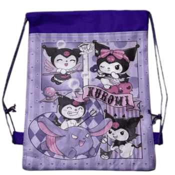 Μωβ Σακίδιο Πλάτης Υφασμάτινο με Κορδόνι Kuromi Sanrio