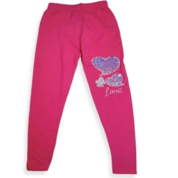 Φούξια Κολάν Με Παγιέτα Καρδιές Και Κέντημα "Love"