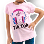 Ροζ T-Shirt με Στάμπα Ακουστικά Tik-Tok - BodyMove