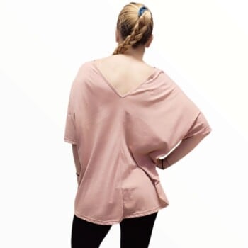 Σομόν Κοντομάνικη Μπλούζα με Άνοιγμα στην Πλάτη