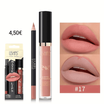 USHAS Σετ Matte Liquid Lipstick & Lipliner No.17