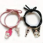 Βραχιόλια Φιλίας Μαύρο Ροζ Kuromi My Melody Μαγνητικό 2τμχ.