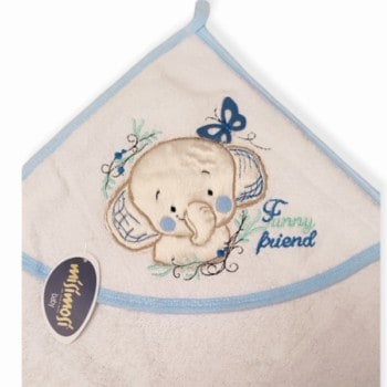 Πετσετέ Βρεφική Κάπα Με Κέντημα - Ελέφαντας Μπλε