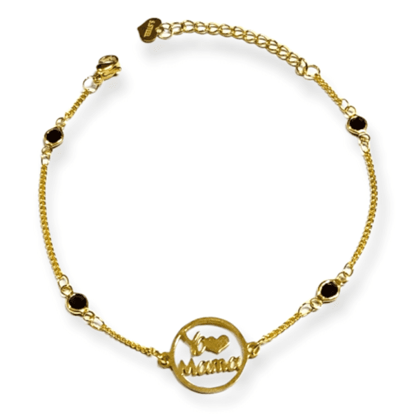 Ατσάλινο Χρυσό Βραχιόλι ‘Your Mama’ με Χάντρες